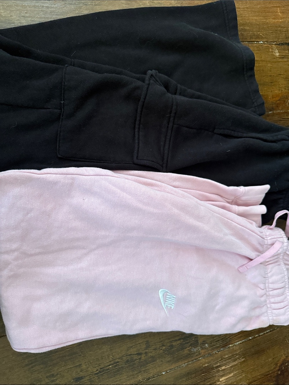 Nike Black and Light Pink Fleece Joggers